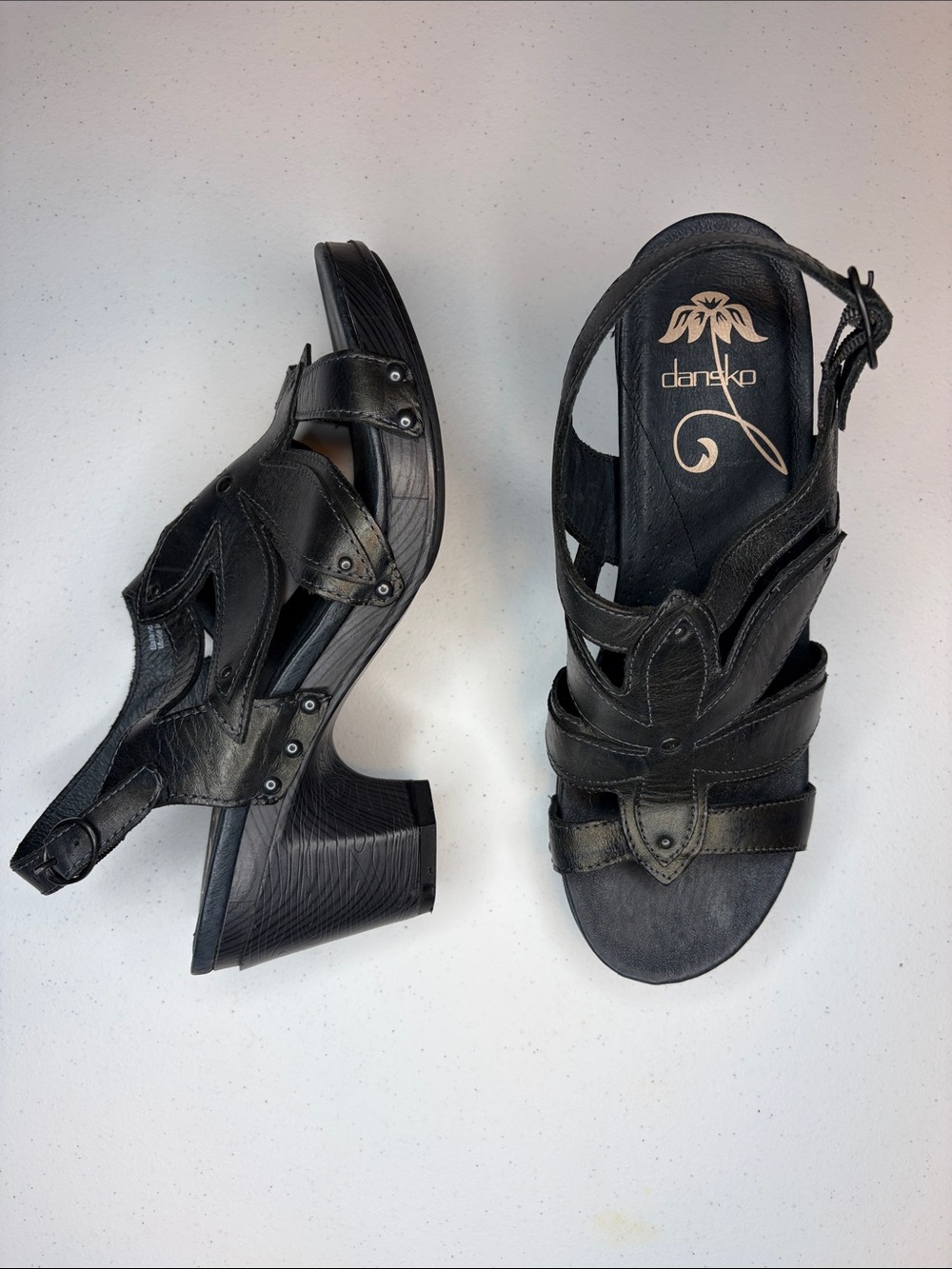 Dansko Nina Leather Slingback Sandals Graphite Size 40 Like New